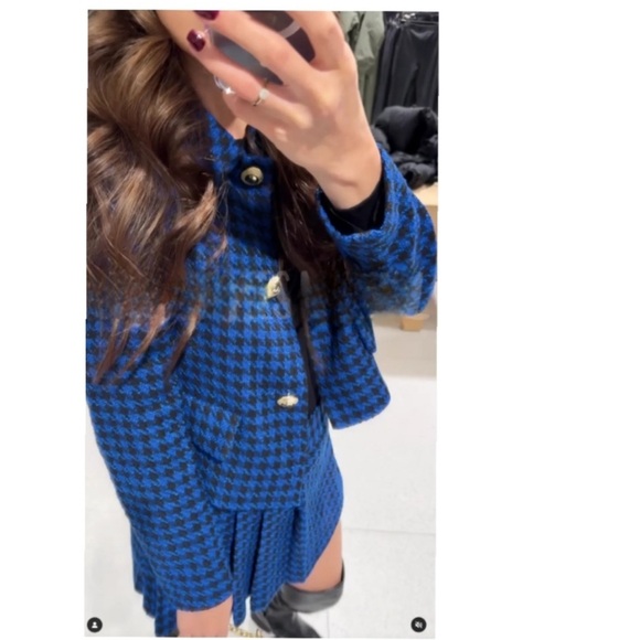NWT- Zara Houndstooth Blazer Coat - LARGE - Picture 5 of 9